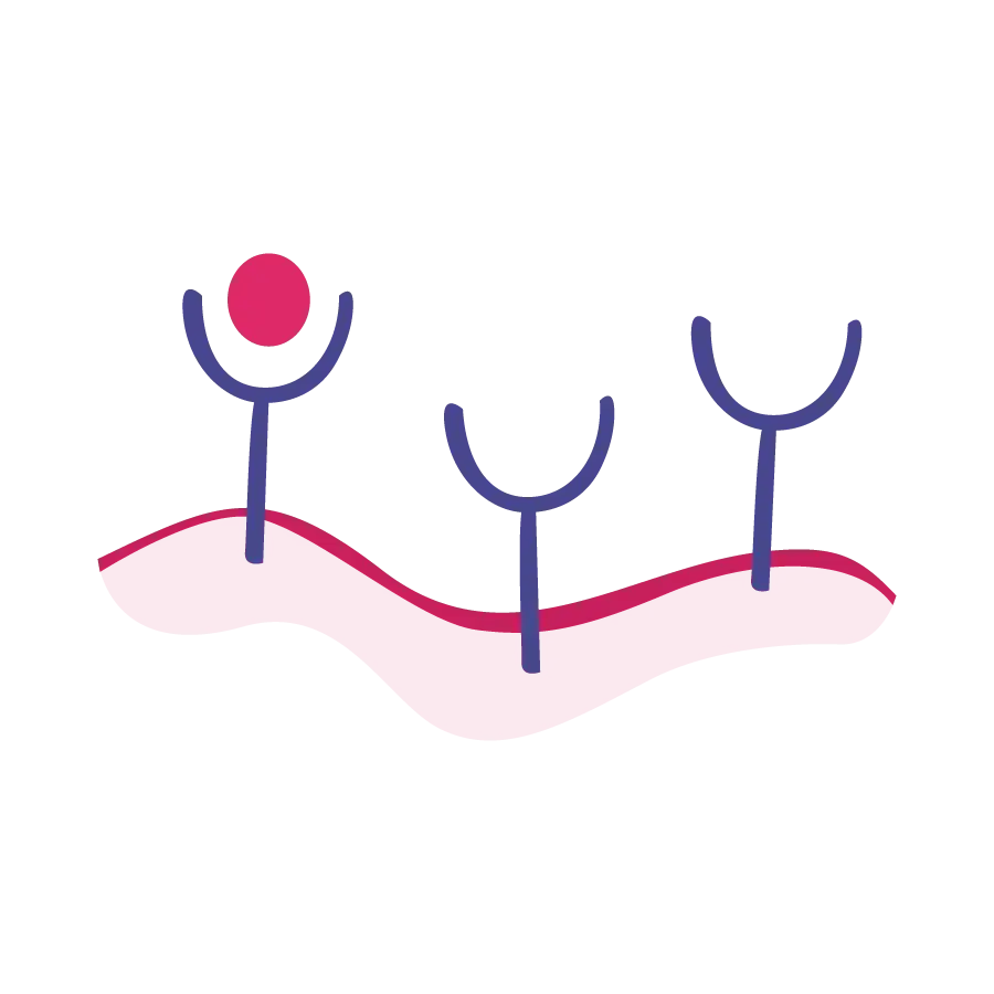 Icon showing nerve receptors, with a molecule binding to one of them.