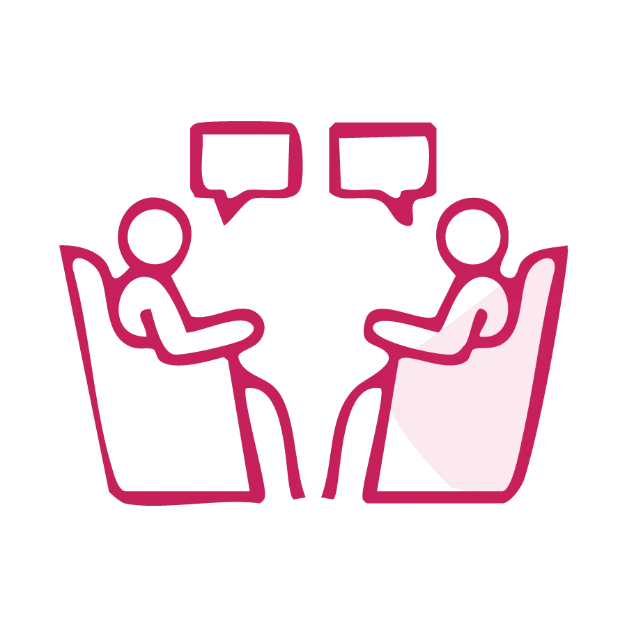 Icon showing two people talking.