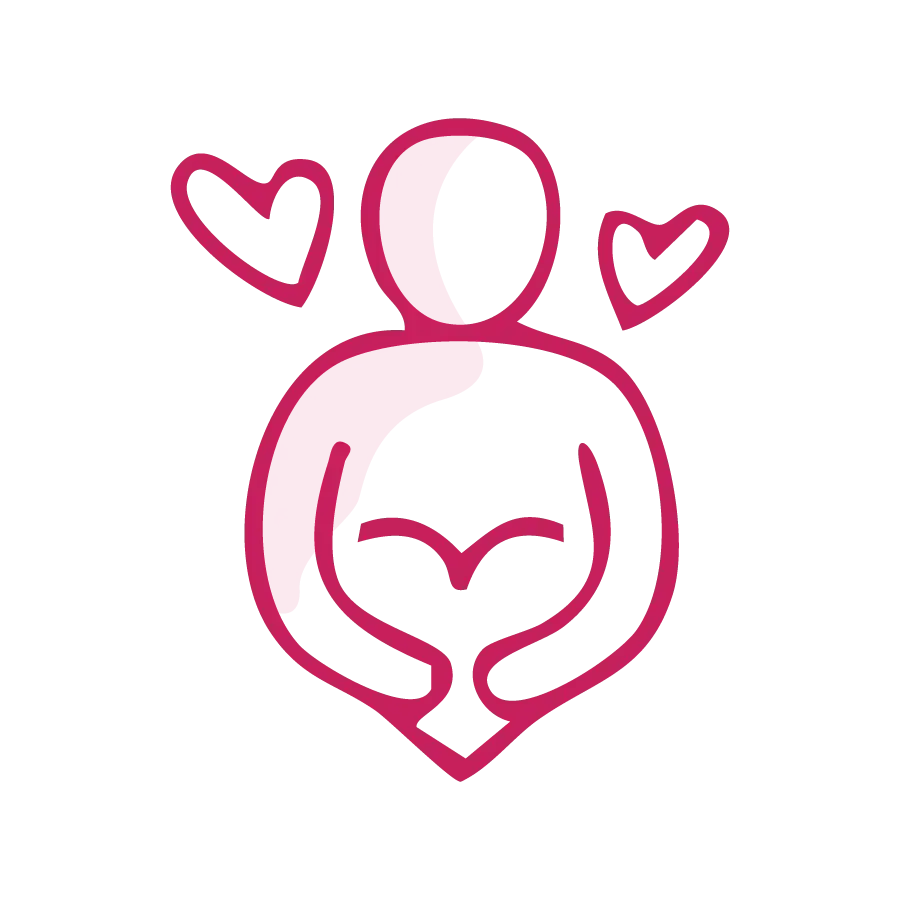 Icon of person surrounded by hearts.