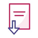 Icon of a letter with a download arrow.