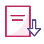 Icon of a letter with a download arrow.